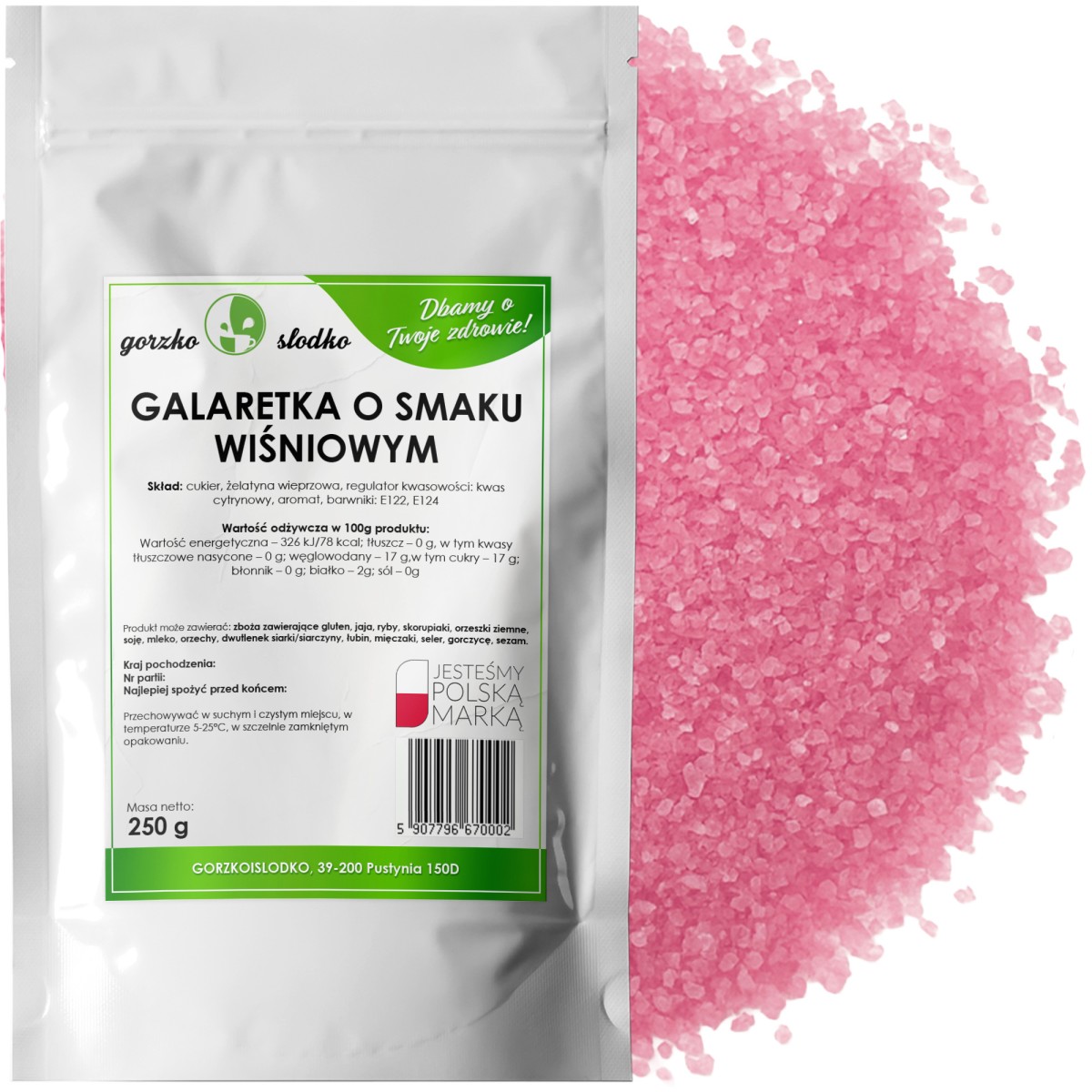 Galaretka o smaku wiśniowym 250g